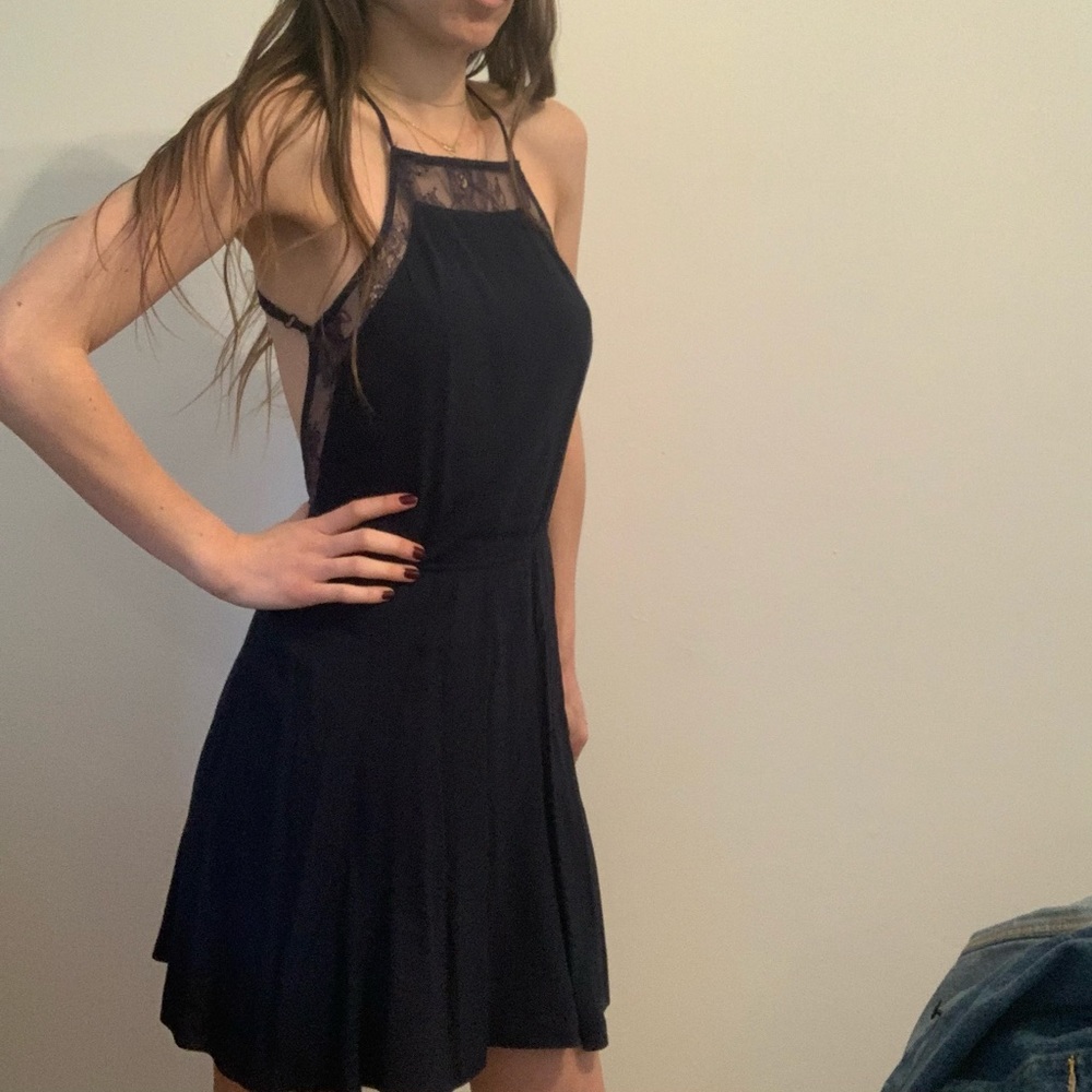 Reformation Navy Crisscross Mini Dress (Worn Once)